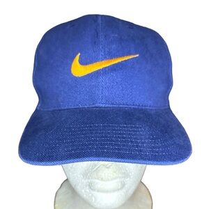 Vintage Nike Swoosh Youth Corduroy Blue & Yellow Snap Back Hat